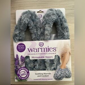 NEW Warmies Gray Microwavable Slippers. One Size.
